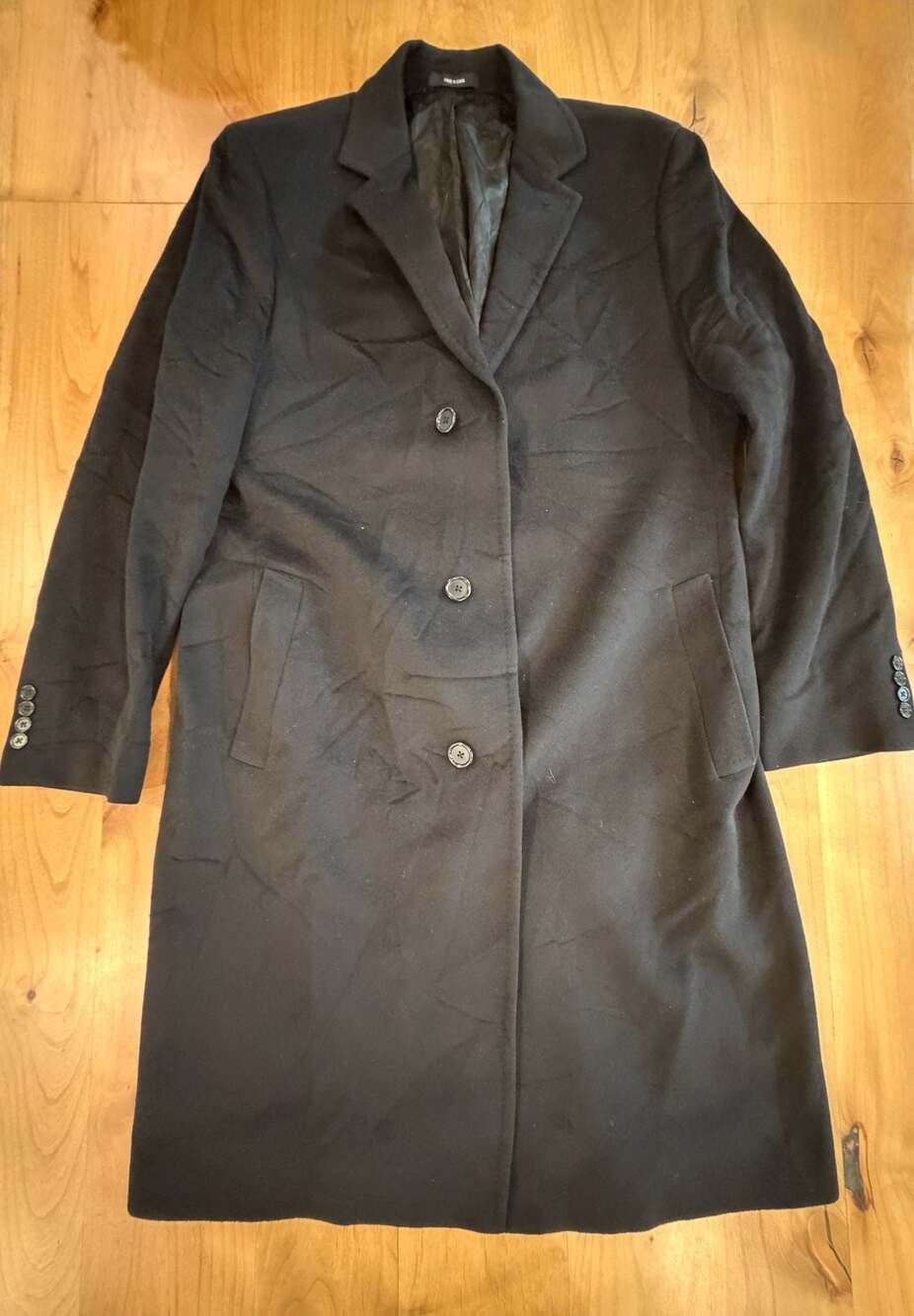Saks Fifth Avenue Mens Black 100% Cashmere Overcoat
